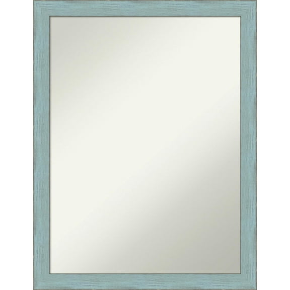 Amanti Art Sky Blue Rustic Wood Framed Non-Beveled Bathroom Vanity Wall Mirror - 20.25 x 26.25 in