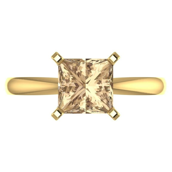 Solitaire Engagement Ring for Women - 2ct Yellow Moissanite in 18K Yellow Gold Promise Ring