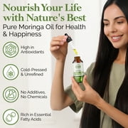 Moringa Seed Oil - 1oz - Pure Cold Pressed - Great for Skin, Hair, Nails. Including Vitamins & Minerals with Essential Proteins