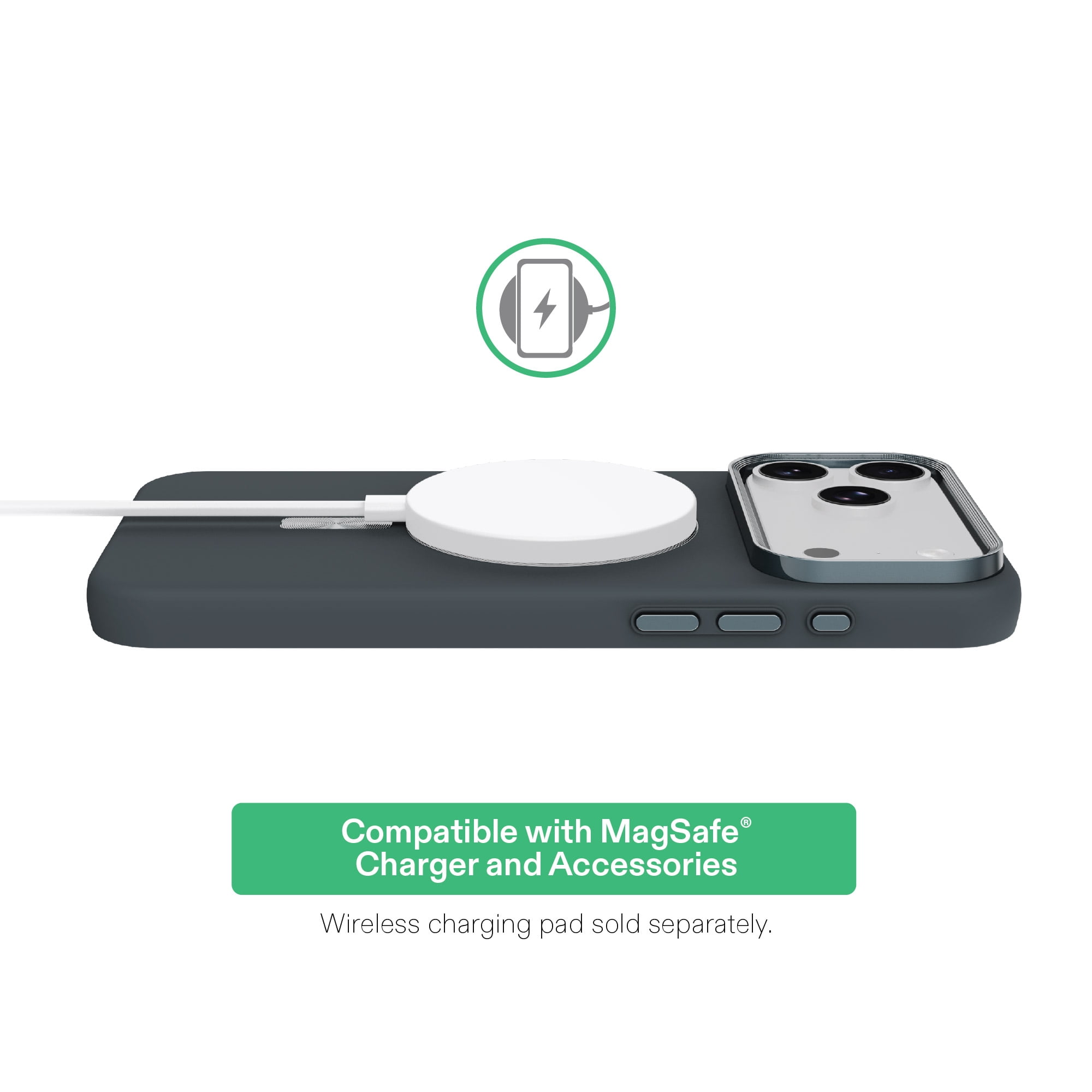 onn Soft Touch Phone Case for iPhone 18 Pro Max / 17 Pro Max, MagSafe Compatible - Gray
