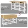 thumbnail image 6 of Awesofurni 54" Kitchen Island with Charging Station & Drop Leaf Tabletop, Modern White Island Table with 3 Drawers, Fixed Side Spice Rack & Towel Bar for Small Space & Coffee Bar, 6 of 8