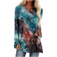 thumbnail image 1 of Besolor Hauts à Manches Longues pour Femmes Chemises Décontractées Habillées Col Rond Manches Longues Tuniques Amples et Fluides pour Leggings Multicolore 25, 1 of 5
