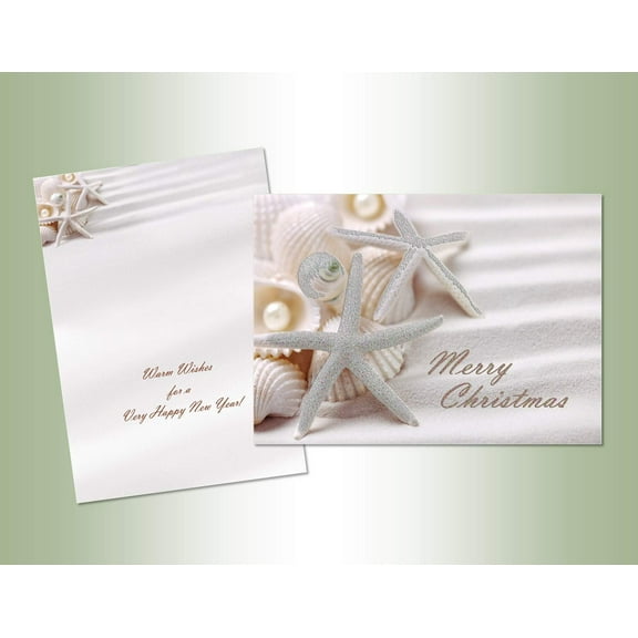 Performing Arts 14 Glitter Embellished Cards with Full Color Inside Shells and Pearls 14 envelopes 7.75x5.5 inches, 1 Pack, 66169-14