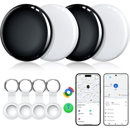 Air Tracker Tags-4 Pack, Dual System Smart Tag Compatible with Find My & Google's Find Hub, Ultra-Light iOS & Android Bluetooth Tracking Key Finder Item Locator for Wallets, Luggage, Backpack