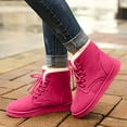 thumbnail image 6 of Gyexs Snow Boots for Women Furry Lined Low Heel Suede Leather Lace up Boot Casual Comfort on Winter Short Boot Wide Calf Women's Ankle Boots & Booties, Pink, Size 8.5, 6 of 6