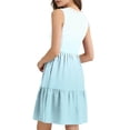 thumbnail image 5 of Lovzfmll Women's Sundress, V-Neck Sleeveless with Button, Casual Vacation Mid-Length Dress Light Blue, M, 5 of 7