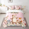 thumbnail image 2 of Erosebridal Ensemble de Literie Mignon Ours pour Lit Grand, Ensemble de Lit Rose Rose, Décor d'Animaux de la Forêt Dessin Animé, Réversible, 2 of 5