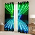 thumbnail image 2 of YST Teal Green Black Curtains&nbsp;&&nbsp;Drapes Neon Lightning Striped Blackout&nbsp;Curtains Gaming Window&nbsp;Curtains Gamer Room Decor,Glitter Glowing Stripes Geometry Window&nbsp;Treatments, 2 of 6