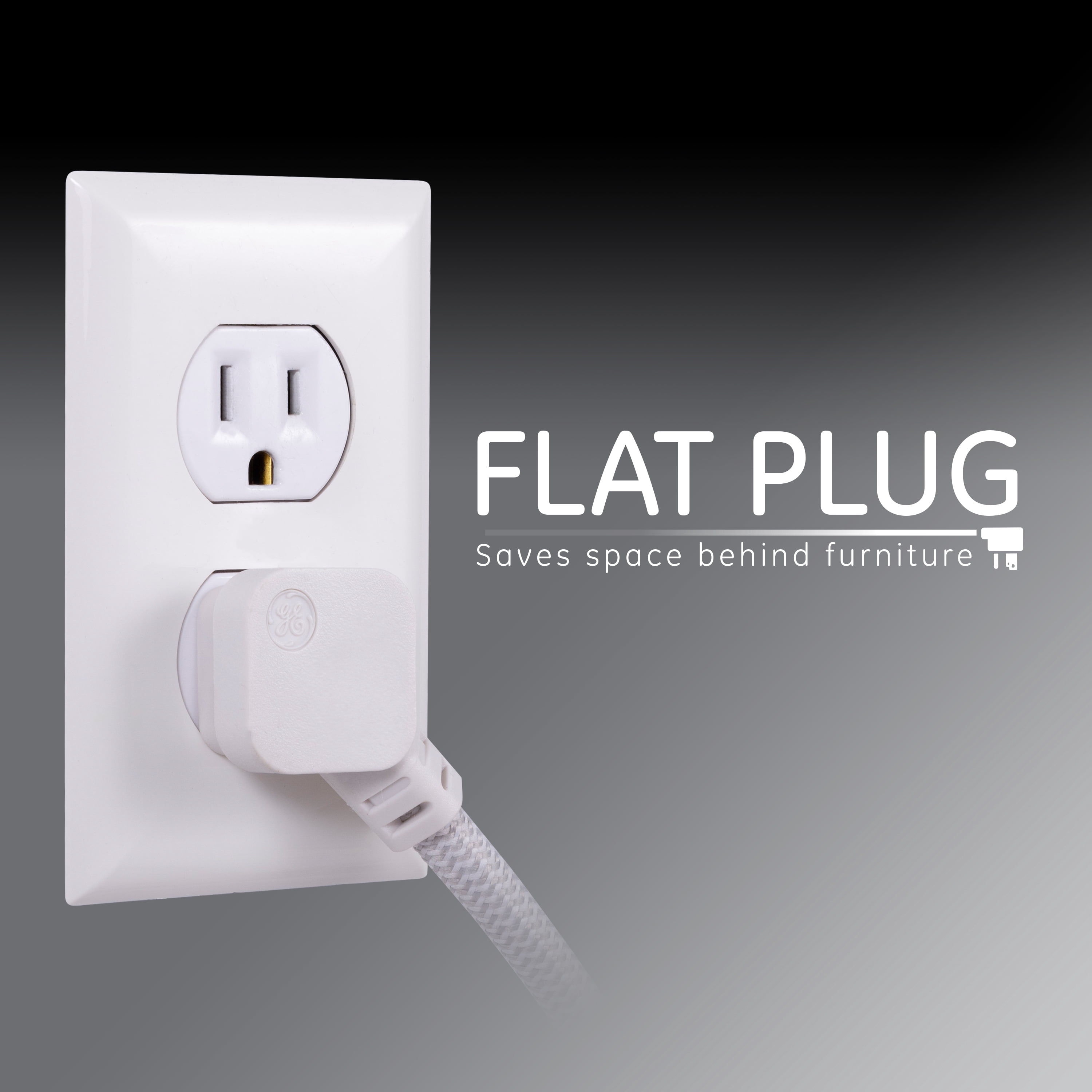 GE UltraPro 7 Outlet 1 USB & USB-C Surge Protector, 4 ft Cord, White, 41355