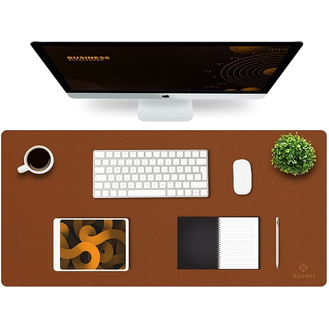 K KNODEL Alfombrilla de ratón, alfombrilla de escritorio impermeable para escritorio, almohadilla de cuero para teclado y ratón, protector de escritorio para oficina y hogar (marrón, 31.5" x 15.7")