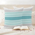 thumbnail image 3 of Turquoise Aqua Stripes Outdoor Waterproof Pillow Covers, Modern Gradient Minimalist Lines Decorative Square Throw Pillowcase Sofa Cushion Sham for Patio/Couch/Chair, 24"x24" 2 Pack, 3 of 8