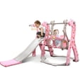 thumbnail image 1 of Juego de tobogán y columpio 4 en 1 para niños pequeños con cinturón de seguridad, aro de baloncesto  multicolor, 1 of 7