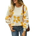 thumbnail image 2 of GXFC Women Teen Girls Juniors Sweater Casual Long Sleeve Oversized Flower Knit Pullover Fall Warm Knitwear Top Clothes for Women, 2 of 9
