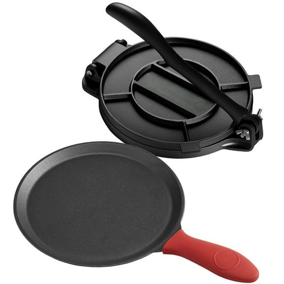 10 Inch Heavy Duty Cast Iron Tortilla Press - Chapati & Roti Dough Maker for Perfect Flatbread Every Time