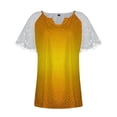 thumbnail image 3 of Mujeres Tops Casual verano encaje manga corta Split cuello túnica impresa camisetas camisetas Tops OAVQHLG3B Store lin121212, 3 of 4