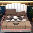 thumbnail image 6 of Xoenoiee Boston Terrier Dog Paw Print Fitted Sheet and Pillowcase Set, 3-Piece Deep Pocket, Stretchy Sheet Set with Elastic Band, Non-Slip Snug Fit, Lightweight Breathable Bed Sheets, Full Size, 6 of 7