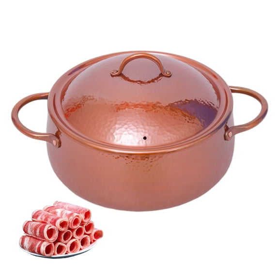 Copper Pot Stockpot with Lid,Copper Hot Pot Soup Stew Pan Casserole for Chef Cooking Restaurant Home Kitchen