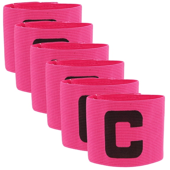 PTOOTP Soccer Captain Armband for Adults, Rosy Nylon, 6 Pieces, Adjustable for Training and