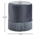 thumbnail image 3 of Meridian Furniture Teddy Contemporary Velvet Ottoman/Stool in Gray, 3 of 4