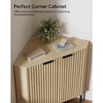 thumbnail image 3 of Modern Corner Cabinet, Fluted Wood Floor Storage Cabinet with Adjustable Shelf, Freestanding Narrow Organizer for Living Room Kitchen, Light Oak, 3 of 15