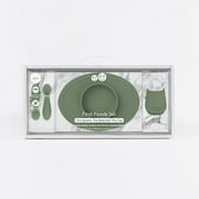 ezpz First Foods Set (Sage) - 100% Silicone Suction Bowl, 2oz Cup, Tiny Spoons - Designed by a Pediatric Feeding Specialist - 6 Months+