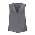 thumbnail image 5 of Women's 100% Cotton Sleeveless Vest, Casual Solid Color Button-Up Tank Top with Deep V-Neck for Autumn & Spring, 5 of 6