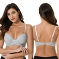 thumbnail image 6 of Curve Muse Plus Size Womens Cotton Unlined Balconette Underwire Bras-3 Pack-GRAY,LIGHT PINK,LIGHT GREEN-36DDDD, 6 of 7