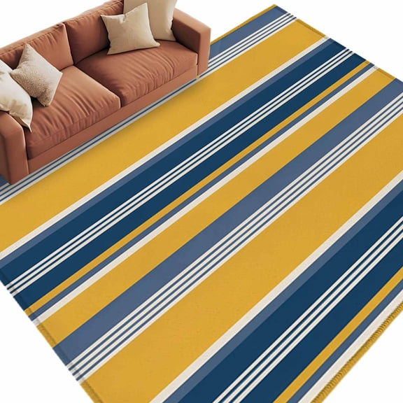 5x7 Area Rugs for Living Room, Yellow Blue Striped Non Slip Area Rugs for Kitchen Bedroom Entryway, Farmhouse Vintage Stripe Washable Carpet Runner Rug Floor Mats for Bedroom Home Decor