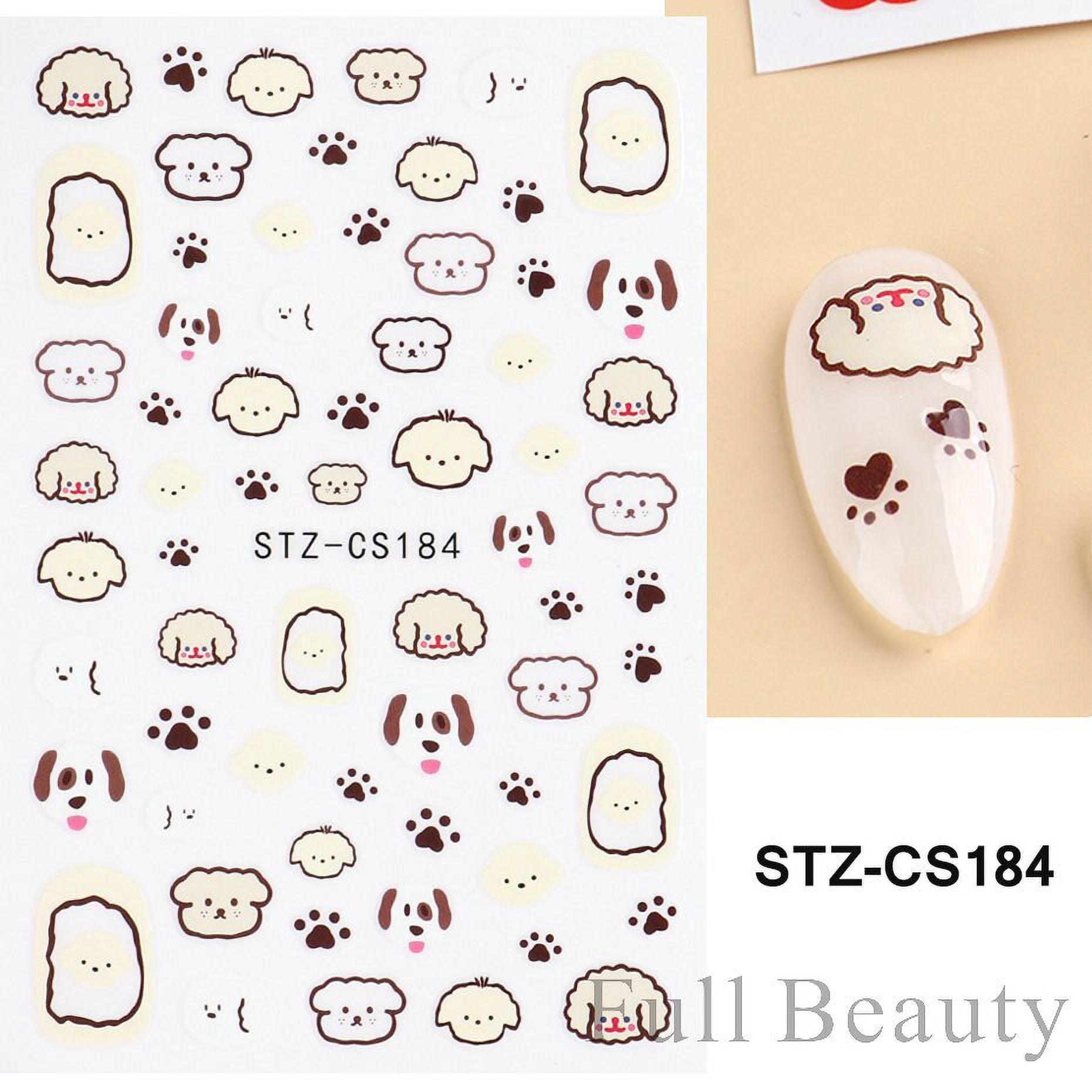 Calcomanías De Dibujos Animados En 3D, Calcomanías De Uñas De Gato, Perro, Kawaii, Animales