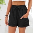 thumbnail image 5 of Casual Shorts for Women Summer Lightweight Elastic Waist Straight Leg Relaxed Fit Beach Shorts with Pockets, 5 of 9