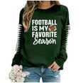 thumbnail image 4 of ADSSDQ Women Touchdown Season Sweatshirt Game Day Heart Football Printed Lightweight Crewneck Long Sleeve Pullover Oversized Hoodies FB28-Dark Green 2XL, 4 of 4