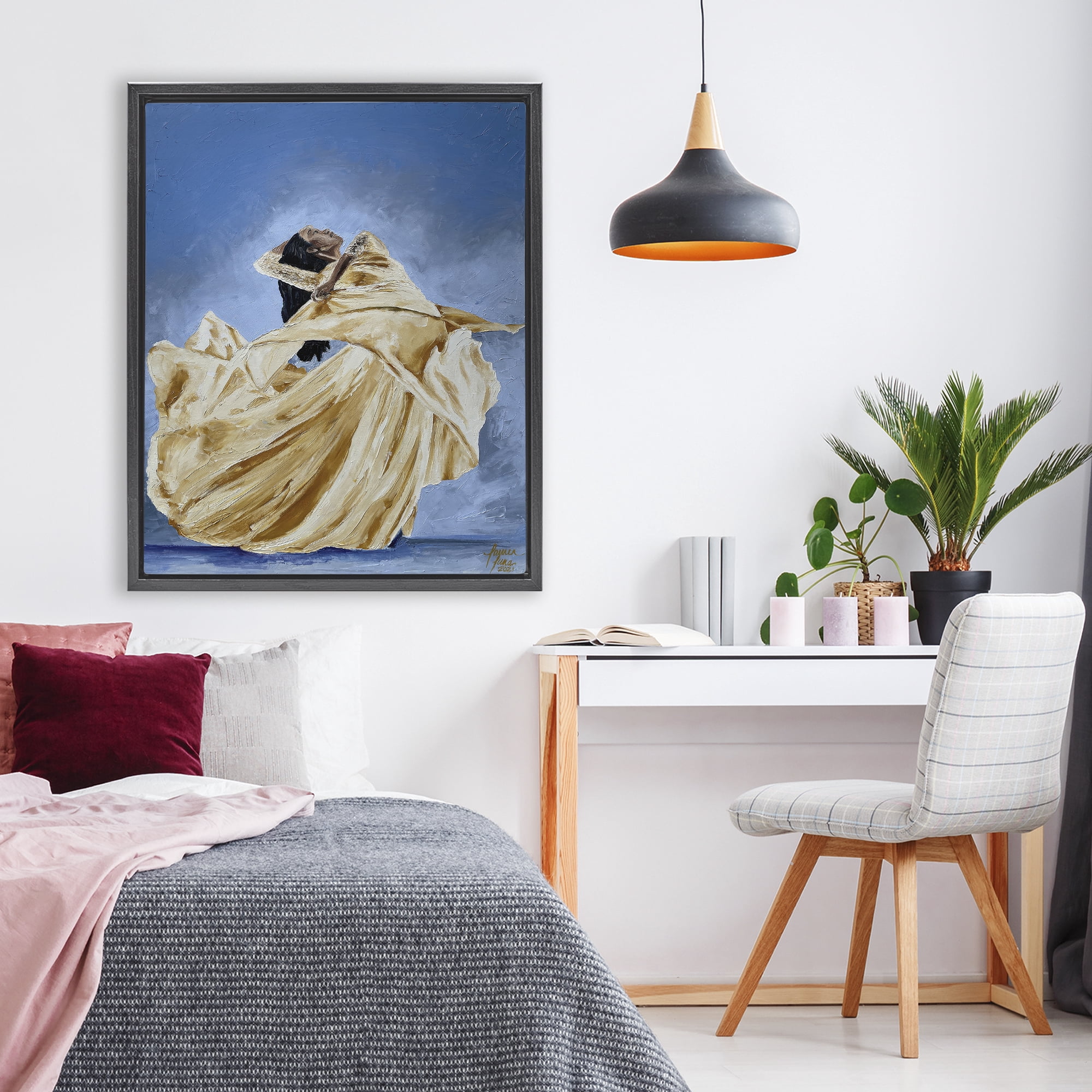 Stupell Industries Expressive Elegant Dancer Black Framed Floater Canvas Wall Art, design by Lauren Luna