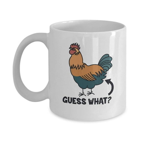 Funny & Crazy, Funky & Cute Vintage Guess What Chicken Butt Gift Mug