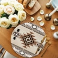 thumbnail image 2 of Southwest Round 15 Inch Placemats Set of 6, Brown Bohemian Abstract American Aztec HeatResistant Non Slip Place Mats for Dining Table, Wipeable Braided Kitchen Table Mats for Housewarming, 2 of 9