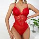 thumbnail image 3 of Conjunto de lencería de malla de encaje Ahueca hacia fuera el mono de la ropa interior Tmvgtek para mujer Rojo T S, 3 of 6