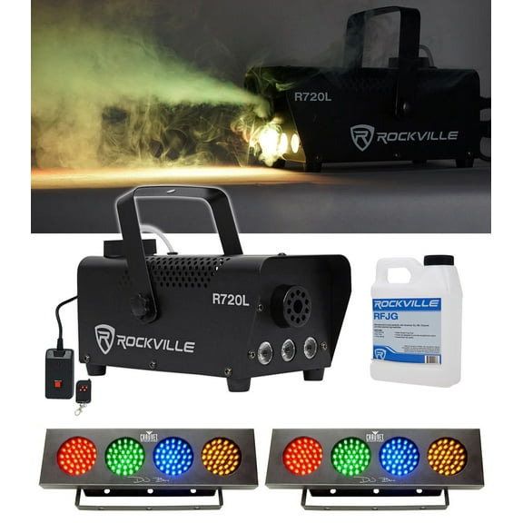 (2) Chauvet DJ Bank RGBA LED Light  FREE Rockville R720L LED Fog/Smoke Machine