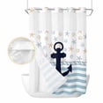 thumbnail image 2 of Coastal Nautical No Hook Shower Curtain Waterproof, Bathroom Curtains with Snap in Liners and See Through Top Window, Blue Striped Starfish Shell Beach Hotel Style Bathtub Curtains Shower 60"Wx72"L, 2 of 8