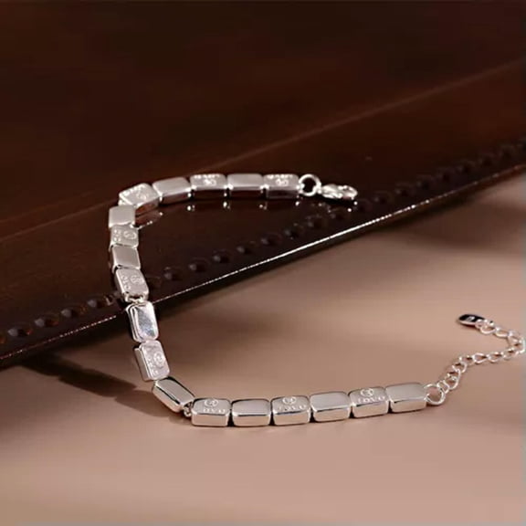 QQTDFG Elegant 925 Silver Gold Square Bracelet Bangle Women Men Weedding Jewelry Gift-Silver