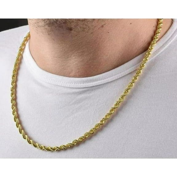YTTAL 18k Real Gold Plated Rope Chain 5mm Stainless Steel Twist Chain Necklace for Men Women 24"