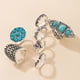 thumbnail image 5 of Anillos boho turquesa con hojas, 7 piezas, para mujer, gran regalo de cumpleaños, 5 of 8