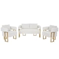 thumbnail image 4 of TS Modern decorative chair, living room side chair with gold metal legs, no wheels, suitable for dressing area, reception room, office,Teddy fleece upholstered metal foot sofas White (combo set), 4 of 5