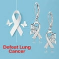 thumbnail image 7 of Midir&Etain Lung Cancer Awareness Earrings 925 Sterling Silver Pure Butterfly Dangle Drop Earrings White Ribbon Cancer Survivor Jewelry Gifts for Women, 7 of 7