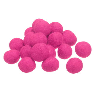 Glaciart One Felt Wool Balls, Felt Pom Poms (40 Pieces) 2 Centimeters - 0.8 inch, Handmade Felted Pure Phlox Pink Color - Bulk Small Puff for