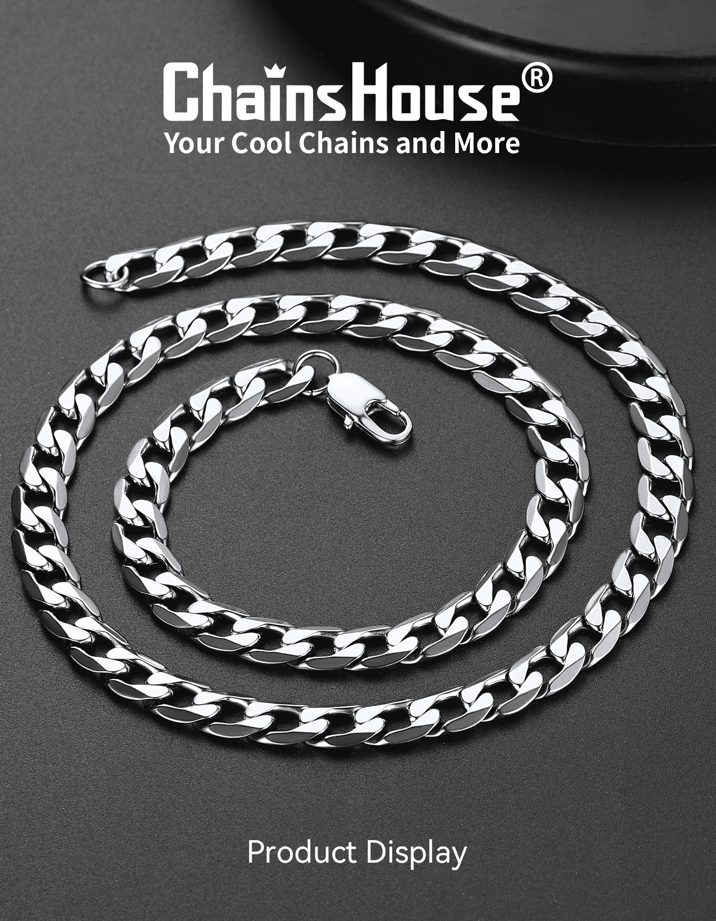 ChainsHouse Mens Necklaces Cuban Link Chain Silver Necklace for Men Women Stainless Steel 6mm Chunky Chains Hiphop Men Jewelry Gift, 28 inches