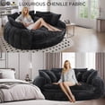 thumbnail image 4 of 81'' Oversized Chenille Upholstered Sofa Bed, Comfy Sleeper Chair Sofa Couch, Boneless Couch with Deep Seat, Large Round Chaise Lounge Chair Indoor, Loveseat Cloud Couches for Living Room (Black), 4 of 9