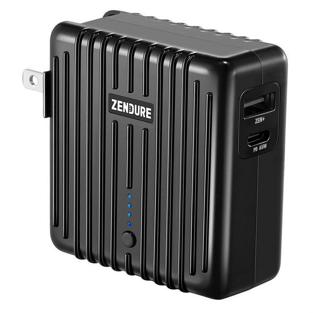 Zendure - Chargeur Mural USB 2 en 1 avec Banque de Charge Intégrée, 5000mah, Noir