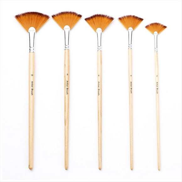 5 Pinceles de Pintura en Abanico, para Acrílica Al Óleo, Abanico Pintar, Acuarela con Pelo Nailon