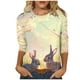 thumbnail image 1 of Mujeres 3/4 Manga Tops Impresión Casual Cuello Redondo Camiseta Top Blusa, Poliéster Toda la Temporada, 1 of 5