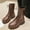 #064-Brown, variant on Wowcloth Women's Mid-Calf Motorcycle Boots – Adjustable Lace-Up & Side Zipper with Chunky Heel for Trendy Winter Casual Outfits