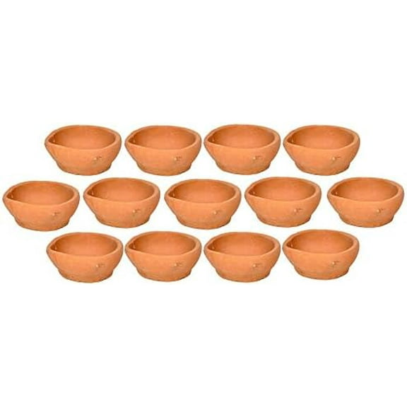 Indian Traditional Diwali Diya Handmade Clay Oil Diya Lamps for Puja Decoration deepawali Home Decor - 21 Piece - Free Cotton Batti Pack